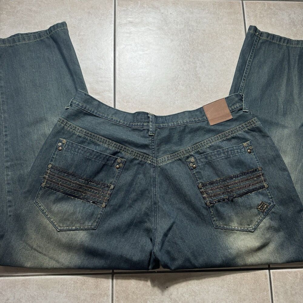 VTG Enyce Baggy Men’s 42x32 Y2K JNCO Southpole Style Wide Leg Grunge Blue Jeans